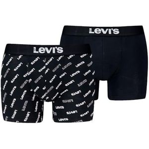 Levi's Heren Logo All-Over Print Organic Cotton Boxer Shorts, zwart/wit, XL
