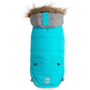 GF Pet Hond Parka Jas Winter Sailor Warme Jas voor Honden Fleece Gevoerde Vegan Bont Hooded Bodywarmer - Aqua - XS