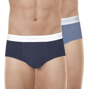 Eminence - Set van 2 Tailor herenslips - biologisch stretchkatoen, ergonomische pasvorm, jacquard-riem - Oeko-Tex®-label standaard 100, Marineblauw/Chinees blauw, M