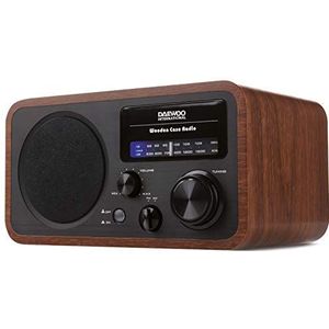 DRP-134 Analoge AM/FM-radio, eenvoudige tuning met draaiknop, akoestische doos van hout, geïntegreerde luidspreker, stroomvoorziening AC 230 V