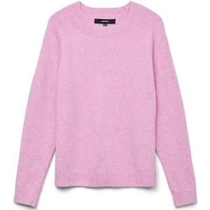 VERO MODA Dames VMDOFFY LS O-hals Blouse GA NOOS 10201022, fuchsia pink/Detail: melange, XXL