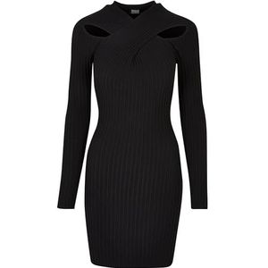 Urban Classics Damen Kleid Ladies Crossed Rib Knit Dress black XL