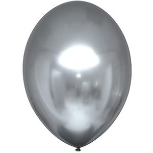 Amscan 9908421-100 latex ballonnen Decorator Satin Luxe Platinum, diameter 12 cm, luchtballon, metallic, decoratie, verjaardag, themafeest, bedrijfsevenement