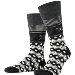 Burlington - Fair Isle Joy - Heren Sokken - Zwart - So Wol Gedessineerd - 1 Paar