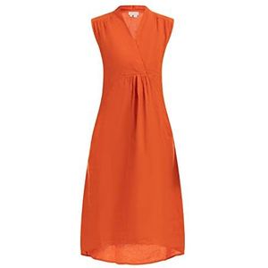 JANTJEL Dames midi-jurk van linnen 25227205-JA04, oranje, XL, Midi-jurk van linnen, XL