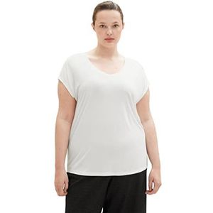 TOM TAILOR Dames Plussize Loose Fit Basic T-shirt, 10315 - Whisper White, 48 NL