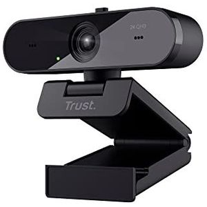 Trust Taxon 2K QHD Webcam Gemaakt van 85% Gerecycled Plastic, 2560x1440p Web Camera, Privacyfilter, Autofocus, Groothoeklens, 2 Microfoons, USB Webcam voor PC, Laptop, Mac, Zoom, Skype, Teams