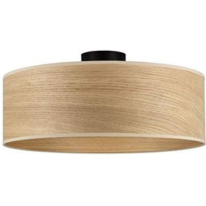 Sotto Luce Tsuri plafondlamp - Scandinavische stijl - eikenfineer - zwarte voet - 1 x E27 lamphouder - Ø 45 cm