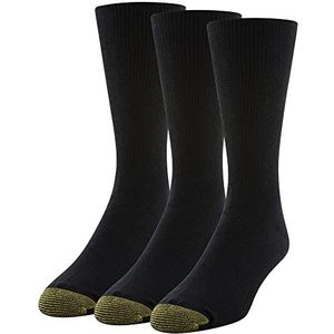 Gold Toe Crew niet bindende heren, 3 paar sokken, zwart, maat Large (3 stuks), zwart, Large