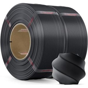MarsWork PLA-filament 1,75 mm PLA 3D-printerfilament (navulling), 2 kg navulling voor herbruikbare spoelen (4,4 lbs), Premium kwaliteit 3D-printfilament voor Bambu lab 3D-printers, zwart+zwart