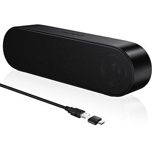 YYV USB-computerluidspreker, draagbare pc-luidspreker voor desktop, laptop, notebook, bedrade mini-soundbar-luidspreker met luid volume, volumeregeling en dempknop (inclusief USB Type C naar