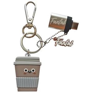 FUNFUL [2-in-1] USB-stick + originele sleutelhanger voor koffie om aan te moedigen met goede keuzes, USB-stick met 32 GB USBC-adapter, originele sleutelhanger/pendrive als cadeau, voor meisjes en