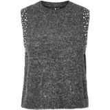 Pcrise Sl O-hals gebreid vest, dark grey melange, M
