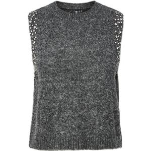 Pcrise Sl O-hals gebreid vest, dark grey melange, M