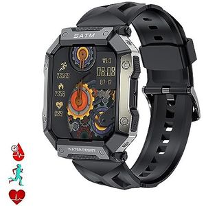 DAM PG333 Smartwatch voor buiten, waterdicht, 5 ATM, stof- en slagvast, met hartslag-, spannings- en O2-monitor in het bloed, 5,4 x 1,3 x 4,4 cm, kleur: zwart, Normaal