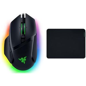 Razer Basilisk V3 - Bedrade Gaming Muis (10+1 Programmeerbare knoppen) Zwart & Razer Gigantus V2 - Zachte Gaming-Muismat voor Snelheid en Controle (Antislipvoet) Medium Size