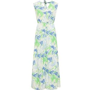 threezy Dames maxi-jurk met allover-print 19322912-TH01, BLAUW GROEN, M, Maxi-jurk met allover-print, M