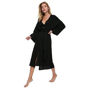 Trendyol Gestreepte kanten riem Kimono & Kaftan voor dames, Zwart, M