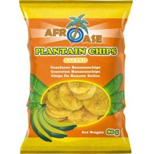 AFROASE - Bananen Chips Gezouten - (1 X 80 GR)