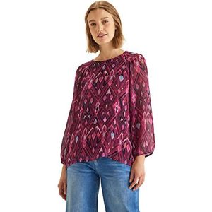 Street One Chiffon blouse voor dames met Ikat-print, Tamed Berry, 40
