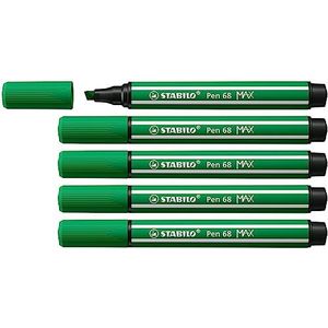 Premium Viltstift Met Dikke Beitelpunt - STABILO Pen 68 MAX - 5 Stuks - Smaragdgroen