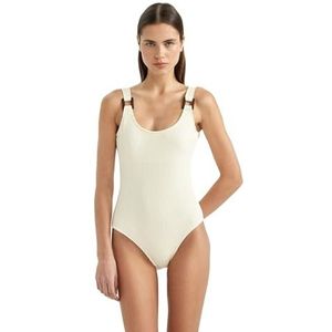 DeFacto Vrouwen zwemkleding badpak regular fit tankini bikini dames badpak dames badpak badpak voor dames, ecru, XXL