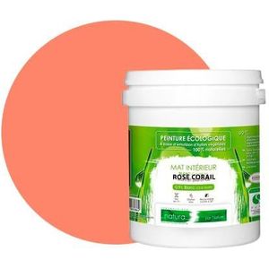 BOX DECO COULEURS Natura Natuurlijke muurverf, milieuvriendelijk, matte look, binnen, 1 l, koraalroze