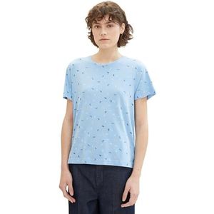 TOM TAILOR T-shirt voor dames, 34762 - Blauw Multicolor Minimal, L