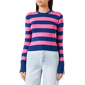 JACK & JONES Jjxx Jxvalentina Ls Soft Stripe Cropped Knit Pullover voor dames, Sodalite Blue/Stripes:/Carmine Rose, XS