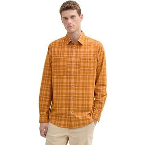 TOM TAILOR Corduroy herenhemd met kaorpatroon, 36633 - Peanut Brown Corduroy Check, L