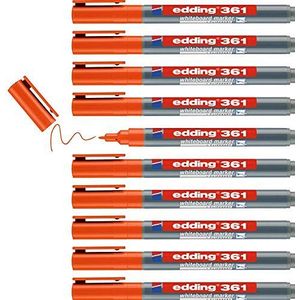 edding 361 whiteboardmarker - oranje - 10 whiteboardstiften - ronde punt 1 mm - boardmarker uitwisbaar - voor whiteboard, flipchart, magneetbord, prikbord, memobord - sketchnotes