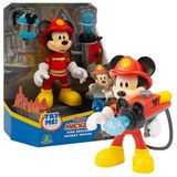 DISNEY MICKEY MCC20 Brandweerfiguur 15 cm, beweegbaar, met rugzak met waterkanon en waterbal, speelgoed voor kinderen vanaf 3 jaar