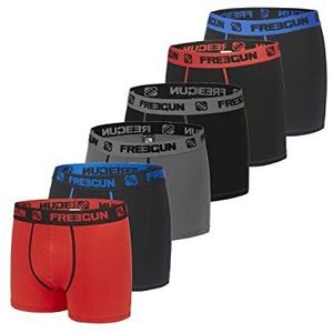 FREEGUN Boxer FG/SOL/AM/3/PK6 boxershorts, rood/zwart/blauw/grijs, 8/10 jaar jongens, rood/zwart/blauw/grijs, 8 Jaren