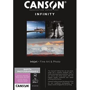 Canson Infinity Baryta Photographique II, digitaal papier, vintage, baryta, gesatineerd, 310 g, vel, A4-21 x 29,7 cm, zuiver wit, 25 vellen