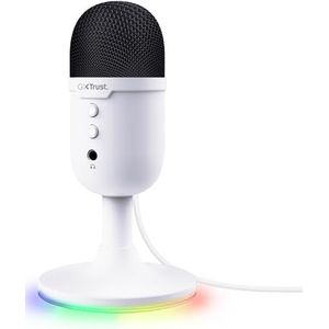 Trust Gaming GXT 236W Yami USB Gaming Microfoon voor Streaming Podcast Twitch Discord ASMR Youtube Playstation 5, Cardioïde Condensatormicrofoon, Mute Knop, Microphone RGB LED Verlichting - Wit