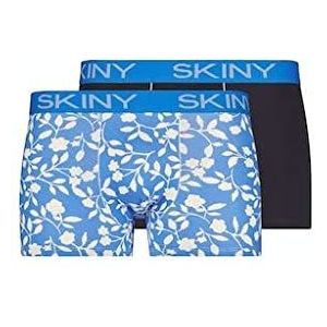Skiny Heren Trunks 2 Pack Cotton Multipack, Sonicblue Flowers Selection, S