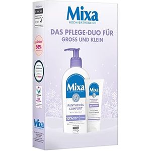 Mixa Panthenol verzorgingsset met direct verzorgende crème (50 ml) voor bodylotion (250 ml), voor de gevoelige, droge en geïrriteerde huid, met panthenol en glycerine, Panthenol Comfort Set (2-delig)