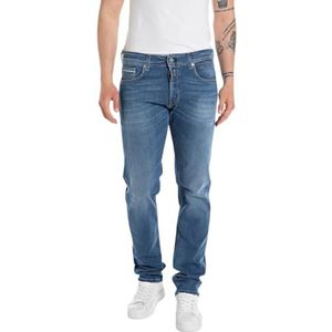 Replay Grover Slim Straight Leg Jeans voor heren, 009, medium blue, 29W x 34L