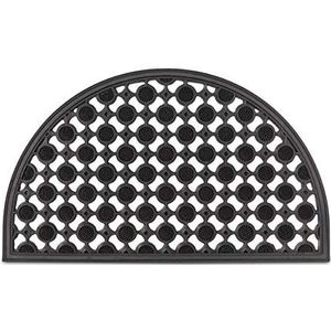 Relaxdays deurmat rubber 75x45 halfrond, voetmat, droogloopmat voetveger patroon