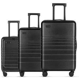 ETERNITIVE - Kofferset | 3-delige Reiskoffers van ABS | Afmetingen: 75,5 x 48 x 32 cm | Kofferset met TSA-slot | Reiskoffer met 360° wielen | Koffer Handbagage | Kleur: Zwart