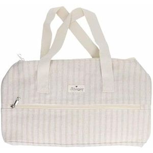 Scheepjes - Scheepjes Wit/Beige (45x16.5x19.5cm) Gestreept Handig Brei Tas met Rits - 1 Stuk