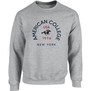 AMERICAN COLLEGE USA Sweatshirt met ronde hals, American College, cardigan, uniseks, kinderen, Grijs, 12 ans