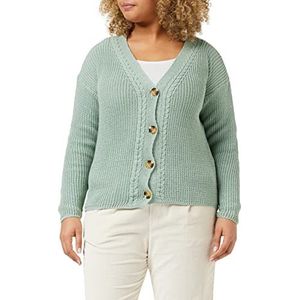 Trendyol Dames V-hals Plain Regular Plus Size Cardigan Sweater, Groen, 3XL, Groen, 3XL