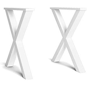 Skraut Home - standaard ��– poten – brug – in X-vorm – tafelpoten van massief hout – woonkamer – eetkamer – kantoor – wit gelakt – 72 x 72 cm…