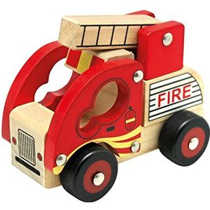 Bino Brandweerwagen Junior 13 X 10 X 7 Cm Hout Rood/naturel