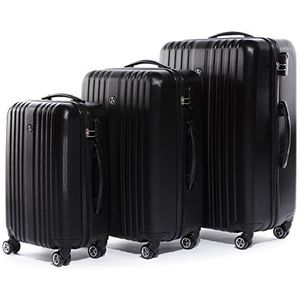 FERGÉ 3-delige koffer-set Reisbagage TOULOUSE premium harde spinner premium bagage-koffer zwart