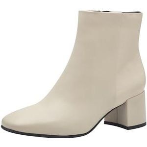 MARCO TOZZI Enkellaarsjes voor dames met hak van leer met ritssluiting, crème, 39 EU