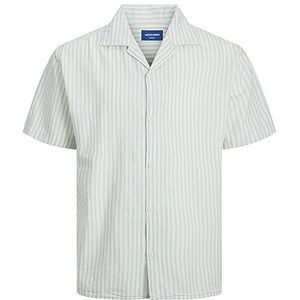 JACK & JONES Jorbelize Linen Resort Shirt Ss Shirt met korte mouwen voor heren, Kasjmier Blauw/Stripes:/, XL