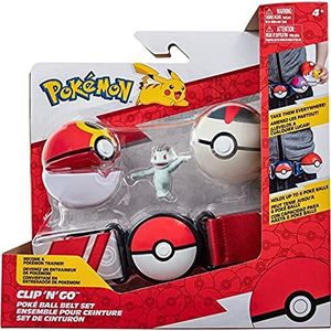 Pokémon PKW2717 Clip and Go Pokéball riemset - herbal, timerbal & machollo, officiële set met figuur
