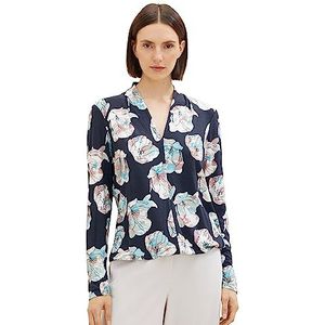 TOM TAILOR Dames shirt met lange mouwen blouse met V-hals, 32413-tie Dye Flower Design, XL